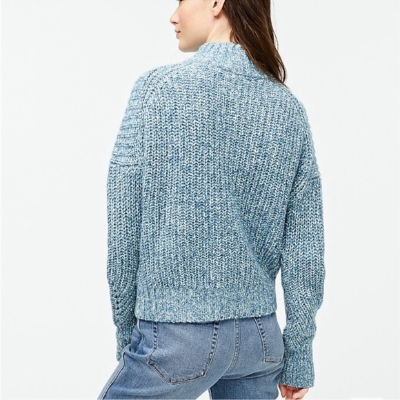 J. Crew Marled Donegal Mockneck Blue Sweater - Picture 4 of 7